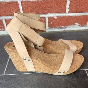 Lucky Brand McDowell Nude Cork Wedge Sandal